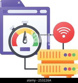 Host Access Control concept, View Bandwidth Usage vector color icon design, Web hosting service Symbol, Computing machines Sign, Internet Application Stock Vector