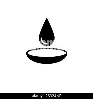 Contact Lens in Water Droplet Solid Flat Vector Icon Isolated on White Background. Stock Vector