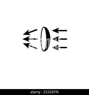 Contact Lens Light Transmission, Dispersion Solid Flat Vector Icon Isolated on White Background. Stock Vector