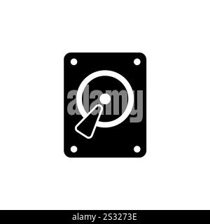 Hard Disk Drive, HDD Storage Solid Flat Vector Icon Isolated on White Background. Stock Vector