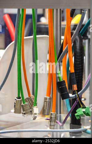Industrial wiring with colorful cables and connectors Stock Photo - Alamy