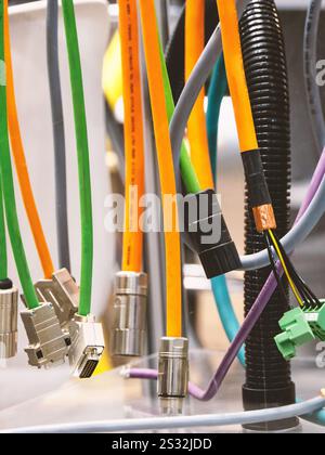 Industrial wiring with colorful cables and connectors Stock Photo - Alamy