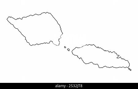 Samoa outline map isolated on white background Stock Vector
