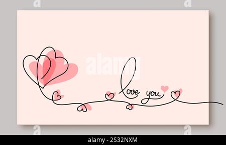 Valentines day card decoration. Hearts balloons. Stock Vector