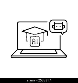 Adaptive Learning black line icon. Vector isolated element. Editable stroke. Stock Vector
