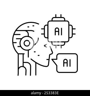 AI Agents black line icon. Vector isolated element. Editable stroke. Stock Vector