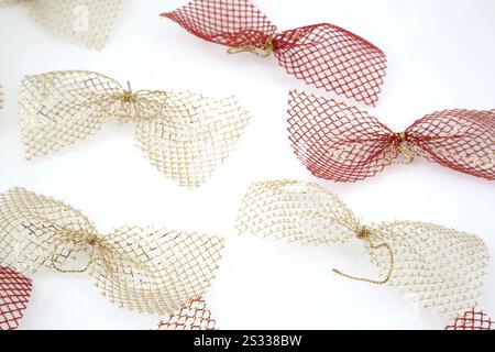 Red and Gold Christmas Bows Stock Photo