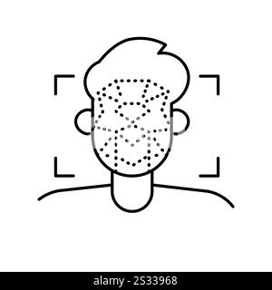 Face Recognition black line icon. Vector isolated element. Editable stroke. Stock Vector