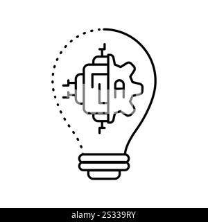 Intelligent Systems black line icon. Vector isolated element. Editable stroke. Stock Vector