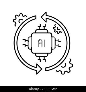 Regression tasks black line icon. Vector isolated element. Editable stroke. Stock Vector