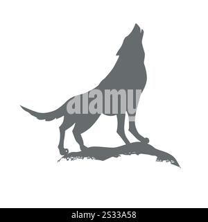 The wolf howls at the moon. Graphic design on a t-shirt. hand drawing. Not AI, Vector illustration. Stock Vector