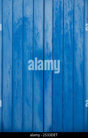 Texture of wood planks painted blue Stock Photo