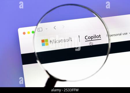 Ostersund, Sweden - Jan 8, 2025. Microsoft Copilot webpage. Microsoft Copilot is a generative artificial intelligence chatbot developed by Microsoft. Stock Photo