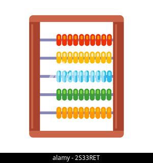 Wooden children colorful abacus. old counting toy. Stock Vector