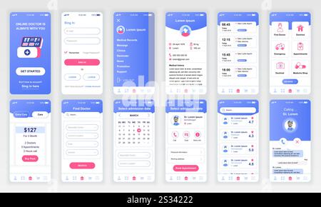 Set of UI, UX, GUI screens Education app flat design template for ...