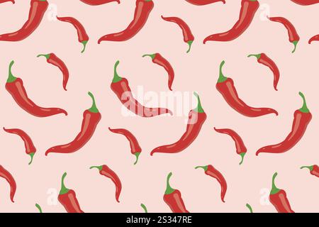 Chili pepper pattern. Vector illustration in flat style. Stock Vector