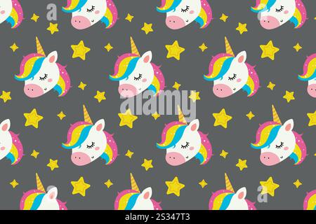 Unicorn pattern. Vector illustration in flat style. Stock Vector