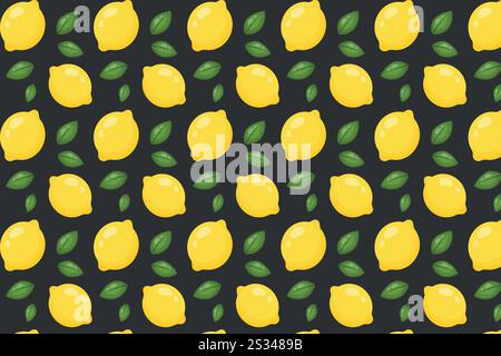 Lemons pattern. Vector illustration in flat style. Stock Vector