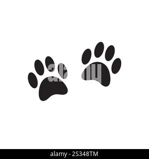 Vector flat dog cat paw foot print isolated on white background Stock Vector