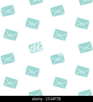 Vector seamless pattern of mint green hand drawn doodle sketch letter isolated on white background Stock Vector