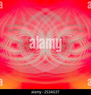 abstract background .symmetrical fractal light fiber fantasy figure. fun symmetrical design figure, resembles a fun cute cat face, flower design eyes Stock Photo