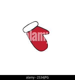 Vector hand drawn doodle sketch colored mitten isolated on white background Stock Vector