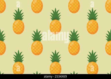 Pineapple pattern. Vector illustration in flat style. Stock Vector