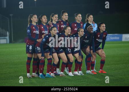 Hortaleza, Spain, 08th January, 2025: The starting XI of Levante UD during the 8th Round of the 2024-25 Liga F between Real Madrid CF and Levante UD on 08 January 2025 at Estadio Alfredo Di Stéfano in Hortaleza, Spain. Credit: Alberto Brevers / Alamy Live News. Stock Photo