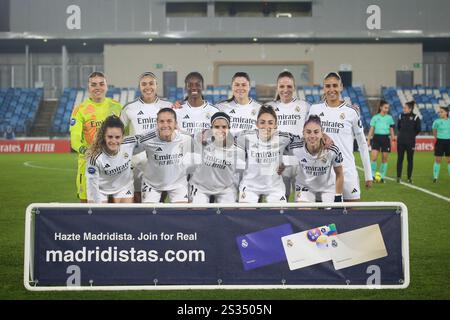 Hortaleza, Spain, 08th January, 2025: The starting eleven of Real Madrid CF during the 8th round of the 2024-25 Liga F between Real Madrid CF and Levante UD, on 08 January 2025, at Estadio Alfredo Di Stéfano, in Hortaleza, Spain. Credit: Alberto Brevers / Alamy Live News. Stock Photo