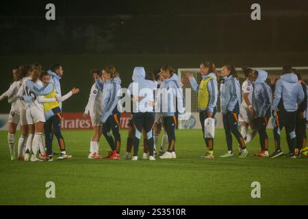 Hortaleza, Spain, 08th January, 2025: Real Madrid CF players celebrate the victory during the 8th Round of the 2024-25 Liga F between Real Madrid CF and Levante UD on 08 January 2025 at Estadio Alfredo Di Stéfano in Hortaleza, Spain. Credit: Alberto Brevers / Alamy Live News. Stock Photo