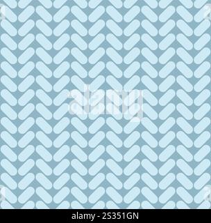 Vector seamless pattern of blue flat cartoon knitted cloth stitch texture isolated on dark background Stock Vector