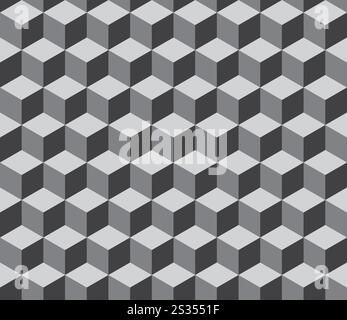 Vector seamless pattern of 3d isometric sacred geometry grid graphic deco hexagon Stock Vector