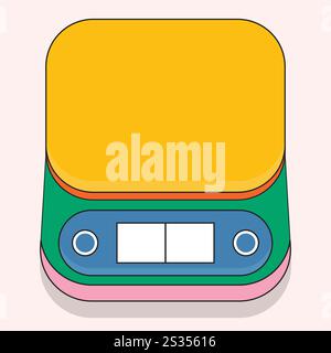 Illustration food scale retro outline unique design abstract Stock Vector