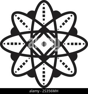 Eight-petal flower, mandala, harmony and infinity symbol. Recycling, cyclicality. Black line vector icon. Outline monochrome illustration Stock Vector