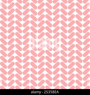 Vector seamless pattern of pink flat cartoon knitted cloth stitch texture isolated on white background Stock Vector