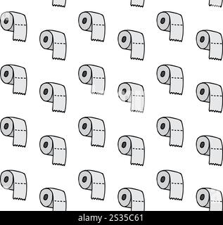 Vector seamless pattern of colored hand drawn doodle sketch toilet paper isolated on white background Stock Vector