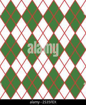 Vector seamless pattern of flat green and red squared plaid check isolated on white background Stock Vector