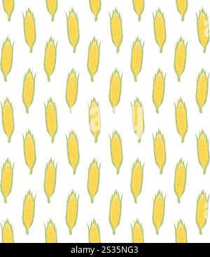 Vector seamless pattern of hand drawn doodle sketch corn isolated on white background Stock Vector