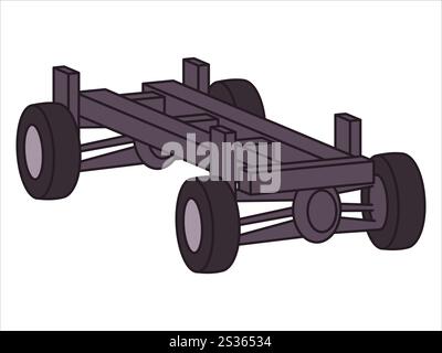 Car chassis parts automotive element automobile part frame technology construction machine service vehicle transportation design icon set Stock Vector