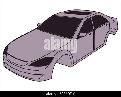 Body system parts car transportation vehicle automobile model automotive mockup window mirror bumper headlight door trunk roof element design icon set Stock Vector