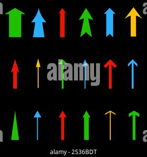 Colorful arrows icon. Multicolor directional shapes. Bright vector pointers. Navigation symbol design. Stock Vector