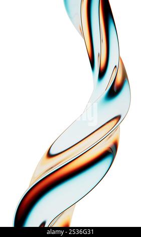 Abstract colorful curve glass background, 3d rendering. 3D illustration. Stock Photo