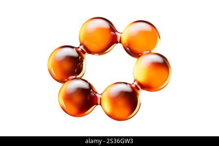 Golden molecules with biological and chemical concept, 3d rendering. 3D illustration. Stock Photo