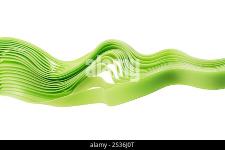 Flowing gradient curve ribbons background, 3d rendering. 3D illustration. Stock Photo