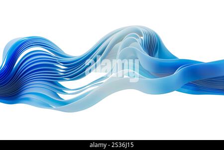 Flowing gradient curve ribbons background, 3d rendering. 3D illustration. Stock Photo