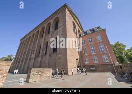 Constantine Basilica, Evangelical Church of the Saviour, Constantine Square, Electoral Palace on the right, Trier, Rhineland-Palatinate, Germany, Euro Stock Photo