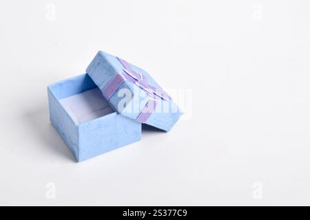 Ring box or gift box with ribbon isolated on white background. For couple gift Stock Photo
