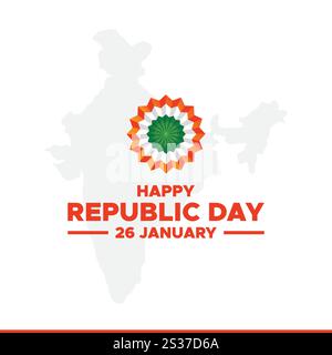 26 January - Happy Republic Day of India Banner Design. Indian Republic Day Celebration. Happy Republic day creative concept. 26 January Indian Stock Vector