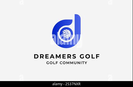 Monogram logo design initial D and Golf. Golf ball, golf stick and sport typography concept. Club and community template design. Club and community Stock Vector