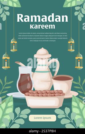 ramadan kareem vertical banner illustration in flat design Stock Vector